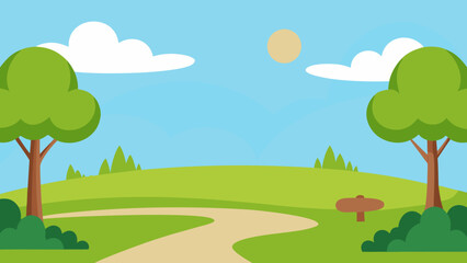 Fototapeta premium nature park landscape at daytime scene vector illustration