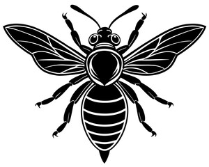 Fototapeta premium Stylized black and white illustration of a bee