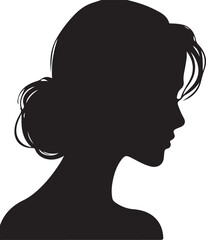 Silhouette of a pensive woman vector, Woman half body silhouette vector illustration, Woman hair style vector 