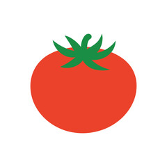 Simple Red Tomato Illustration, Fresh Vegetable Clipart, Minimalist Food Icon, Healthy Organic Produce, Isolated on White Background for Kitchen and Design.
