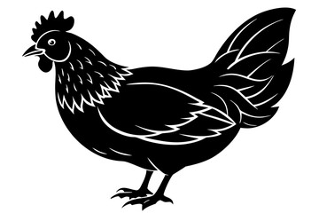 Fototapeta premium Stylized black silhouette of a chicken standing on white background