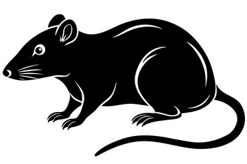 Obraz premium Black silhouette of a rat with a long tail and pointed ears