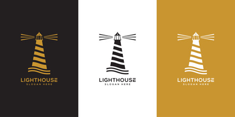 lighthouse logo design vector template