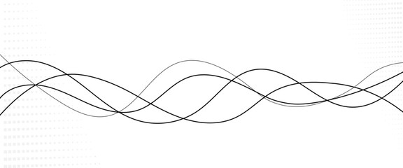 Vector black abstract wave thin curved lines graphic for design.