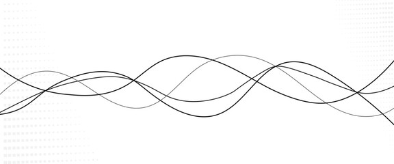 Vector black abstract wave thin curved lines graphic for design.