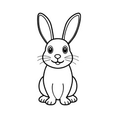 Vector art of a black and white line drawing of a rabbit isolated on white background