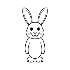 Vector art of a cute black and white drawing of a bunny isolated on white background