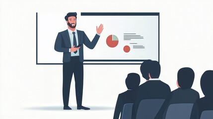 Fototapeta premium Businessman giving presentation with hand gestures isolated on white background