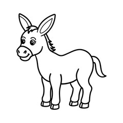 Vector art of a charming cartoon donkey isolated on white background, showcasing a cute and friendly design, perfect for childrens illustrations and designs