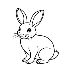 Vector art of a charming bunny with perked ears sits gracefully, isolated on white background