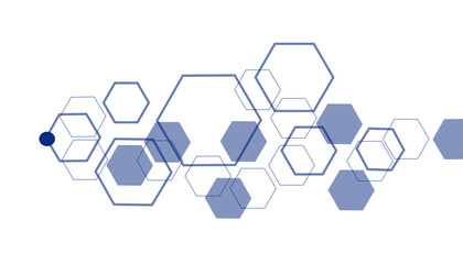 Abstract blue hexagon banner background.