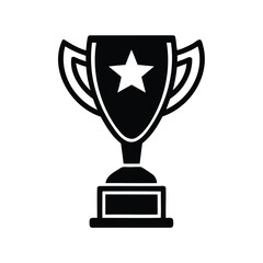 Simple Black and White Trophy Illustration with a Star for the Winner