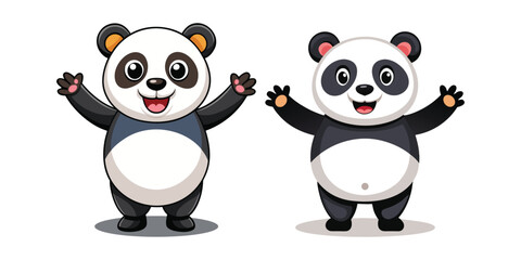 Friendly Panda Vector Design with Open Arms Welcoming Gesture, Cute Cartoon Animal Illustration for Business, Kids, Events, Invitations, Posters, and Social Media Use