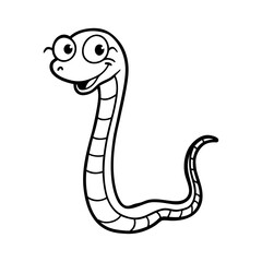 Fototapeta premium Vector art of a cheerful cartoon snake isolated on white background, radiating happiness with its cute and friendly expression