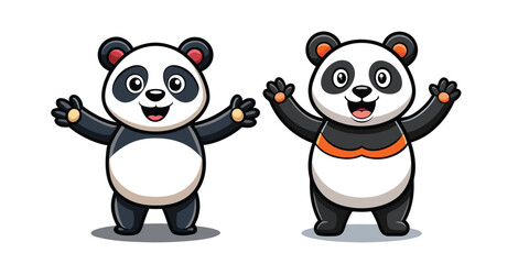 Friendly Panda Vector Design with Open Arms Welcoming Gesture, Cute Cartoon Animal Illustration for Business, Kids, Events, Invitations, Posters, and Social Media Use