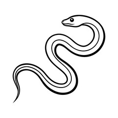 Fototapeta premium Vector art of a simple black and white drawing of a snake isolated on white background, showcasing its distinctive shape and pattern