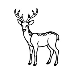 Vector art of a majestic deer with impressive antlers stands gracefully, isolated on white background