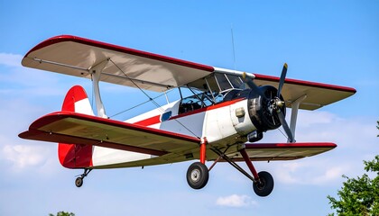 Vintage biplane in flight