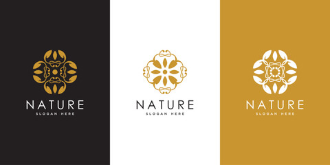 flower nature logo design template vector