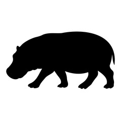 Hippopotamus silhouette side walking view