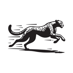 Fototapeta premium Dynamic cheetah silhouette vector illustration on white background