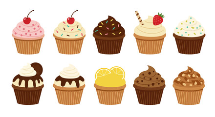 Delicious Assorted Cupcakes, Sweet Treats Illustration