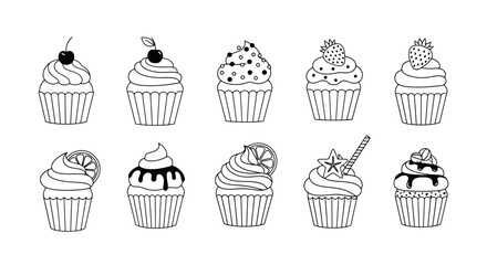 Cupcake Collection: Outline Dessert Icons