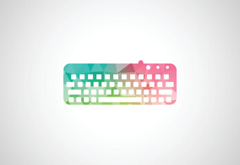 Low Poly with Computer low poly logo design, Vector illustration