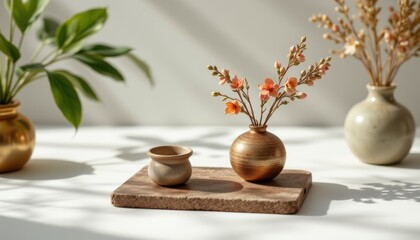 Minimalist Floral Still Life with Vases