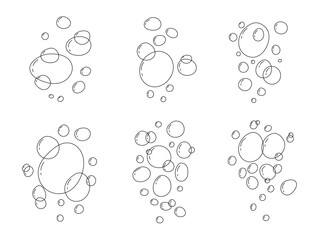 Gas balloon, hand drawn outline air bubble, water bubble icon set