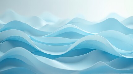 Abstract Blue Wave Pattern on White Background with Smooth Curves