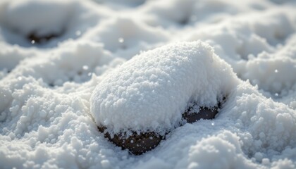 Snow Covered Rock in Winter Landscape