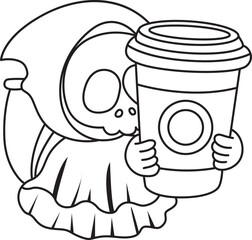 Illustration of cute skull ghost icon.
Funny skull ghost in activities stickers.
Angel of death cute elements.