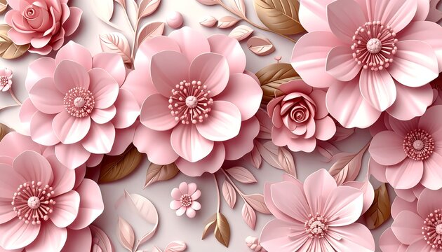 Fototapeta Floral 3D paper art