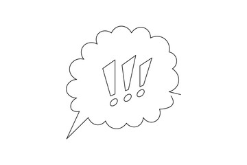 Speech bubble one line drawing minimalist style isolated outline illustration on white background