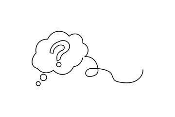 Speech bubble one line drawing minimalist style isolated outline illustration on white background