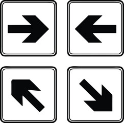 Emergency Exit Arrows. Vector Icons. Right, Left, Up, and Down Arrows. Sign Shows Evacuation Direction
