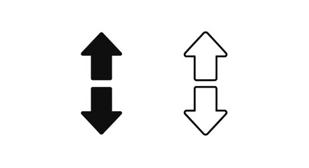 Two simple arrows indicating vertical adjustment or resizing.  One is solid black, the other is an outline.