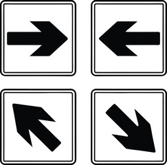 Emergency Exit Arrows. Vector Icons. Right, Left, Up, and Down Arrows. Sign Shows Evacuation Direction
