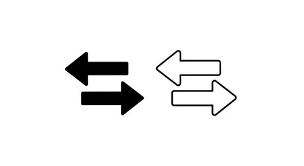 Two pairs of arrows, one filled black and one outlined white, pointing in opposite directions.