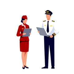 pilots and flight attendants vector illustration