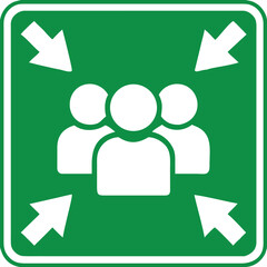 Green Sign Assembly Point. Vector Icon. Emergency Evacuation Symbol. People Assembly Point in Case of Evacuation. Emergency Situation
