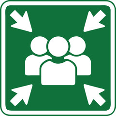 Green Sign Assembly Point. Vector Icon. Emergency Evacuation Symbol. People Assembly Point in Case of Evacuation. Emergency Situation