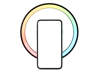 Smartphone with  ring light isolated on transparent background