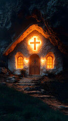 Fototapeta premium Cave Church 3D Illustration