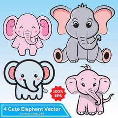 cute baby elephant mascot character design