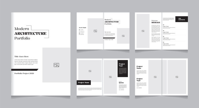 Modern Architecture Portfolio Brochure Template Layout 12 Pages A4 design