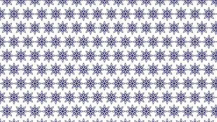 Blue winter seamless floral pattern with snowflakes, stars, and retro geometric design for festive Christmas holiday fabric and textile decoration