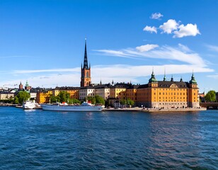 Panoramic view of Stockholm's historical buildings and waterfront
