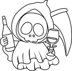 Illustration of cute skull ghost icon.
Funny skull ghost in activities stickers.
Angel of death cute elements.